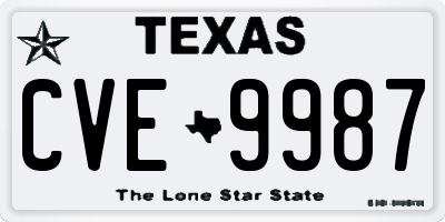TX license plate CVE9987