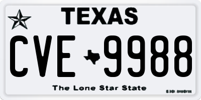 TX license plate CVE9988