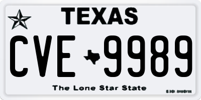 TX license plate CVE9989