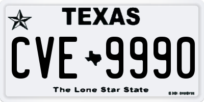 TX license plate CVE9990