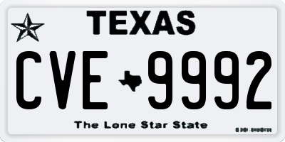 TX license plate CVE9992