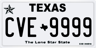 TX license plate CVE9999