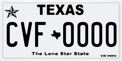 TX license plate CVF0000