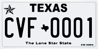 TX license plate CVF0001