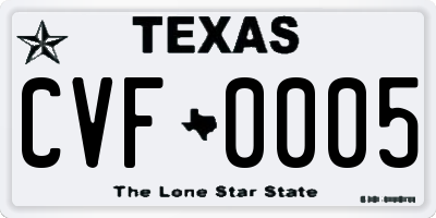 TX license plate CVF0005