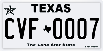 TX license plate CVF0007