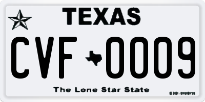 TX license plate CVF0009