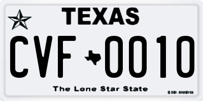 TX license plate CVF0010