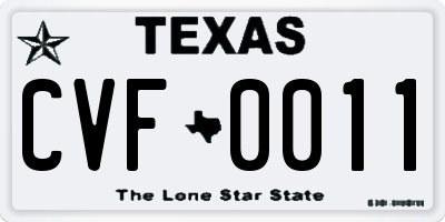 TX license plate CVF0011