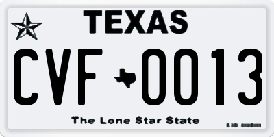TX license plate CVF0013