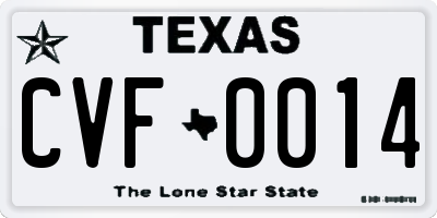 TX license plate CVF0014
