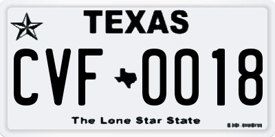 TX license plate CVF0018