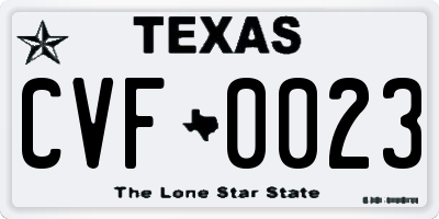 TX license plate CVF0023