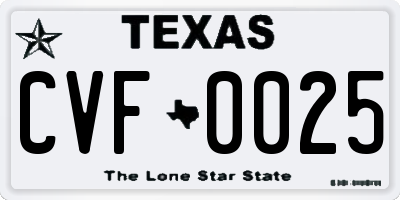 TX license plate CVF0025