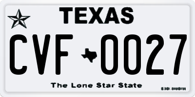 TX license plate CVF0027