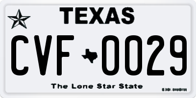TX license plate CVF0029