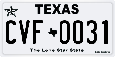 TX license plate CVF0031