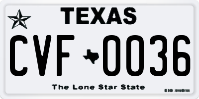 TX license plate CVF0036