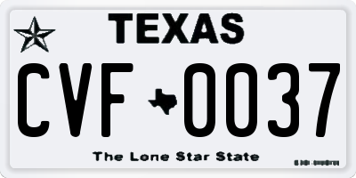 TX license plate CVF0037