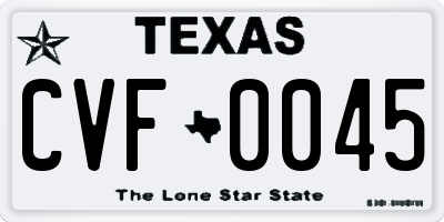 TX license plate CVF0045