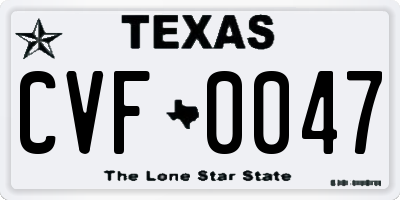 TX license plate CVF0047
