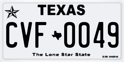 TX license plate CVF0049