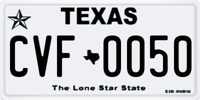 TX license plate CVF0050