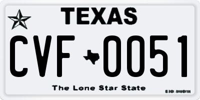 TX license plate CVF0051