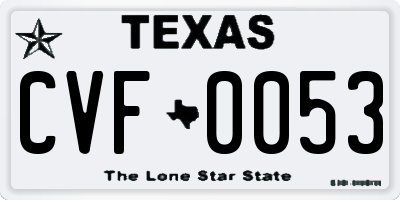 TX license plate CVF0053