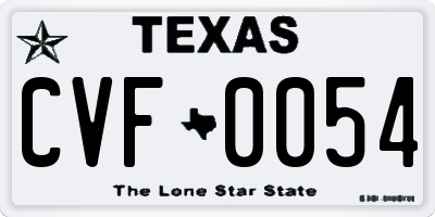 TX license plate CVF0054