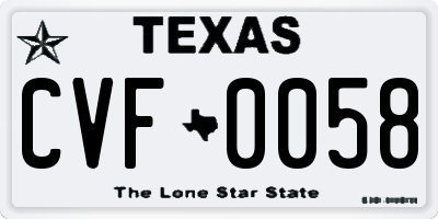 TX license plate CVF0058