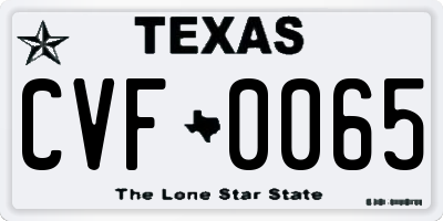 TX license plate CVF0065