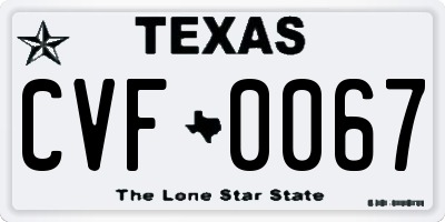 TX license plate CVF0067