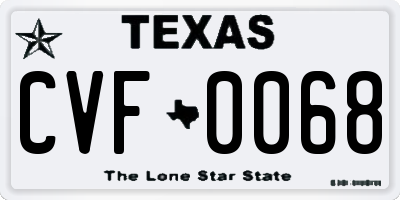 TX license plate CVF0068