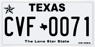 TX license plate CVF0071