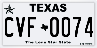 TX license plate CVF0074
