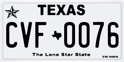 TX license plate CVF0076