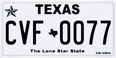 TX license plate CVF0077