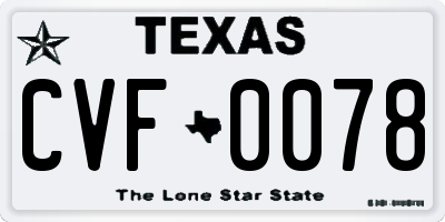 TX license plate CVF0078