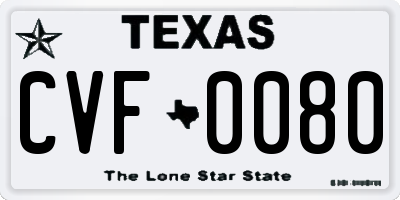 TX license plate CVF0080