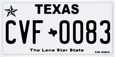 TX license plate CVF0083