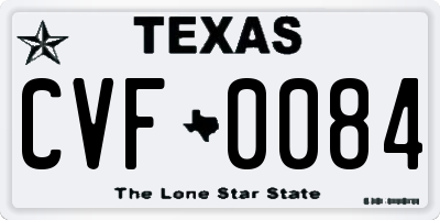 TX license plate CVF0084