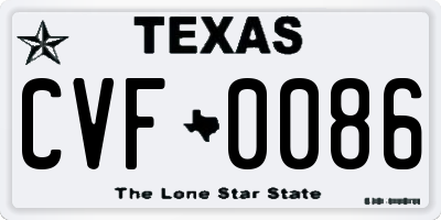 TX license plate CVF0086