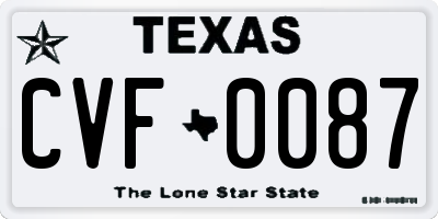 TX license plate CVF0087