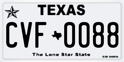 TX license plate CVF0088