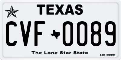 TX license plate CVF0089
