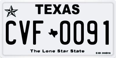 TX license plate CVF0091