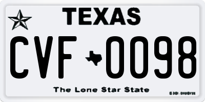 TX license plate CVF0098