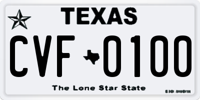 TX license plate CVF0100