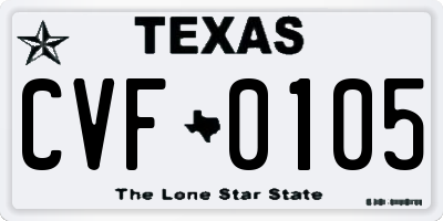 TX license plate CVF0105